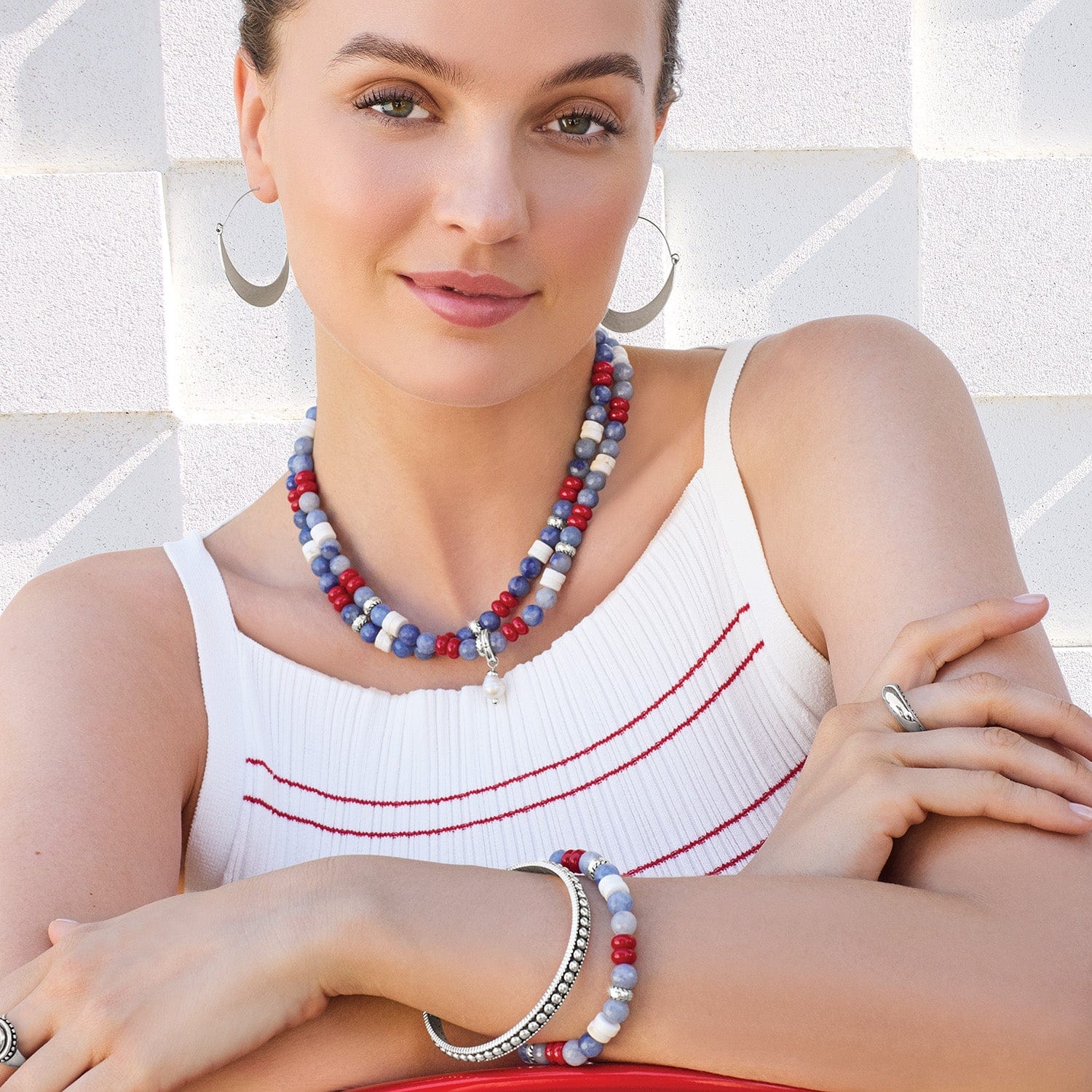 Americana Beach Pearl Charm Necklace - Image 5