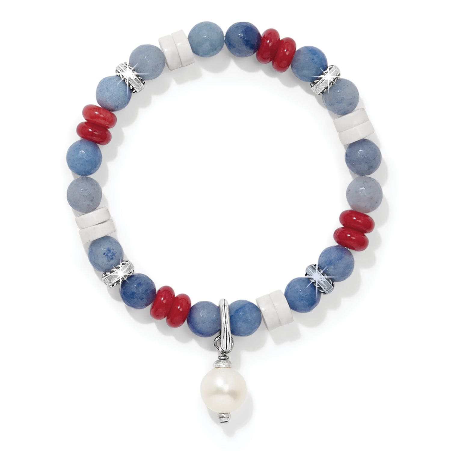 Americana Beach Pearl Charm Stretch Bracelet