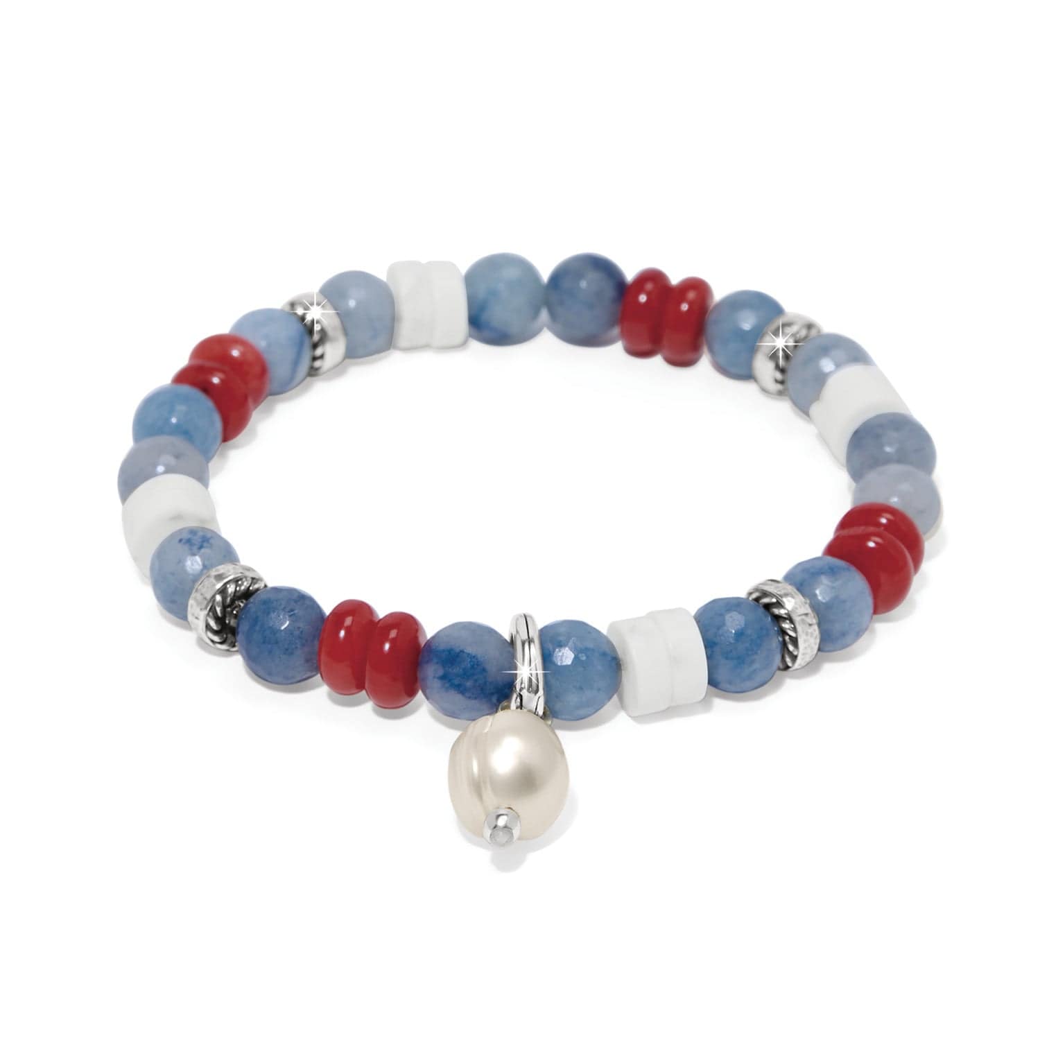 Americana Beach Pearl Charm Stretch Bracelet - Image 2