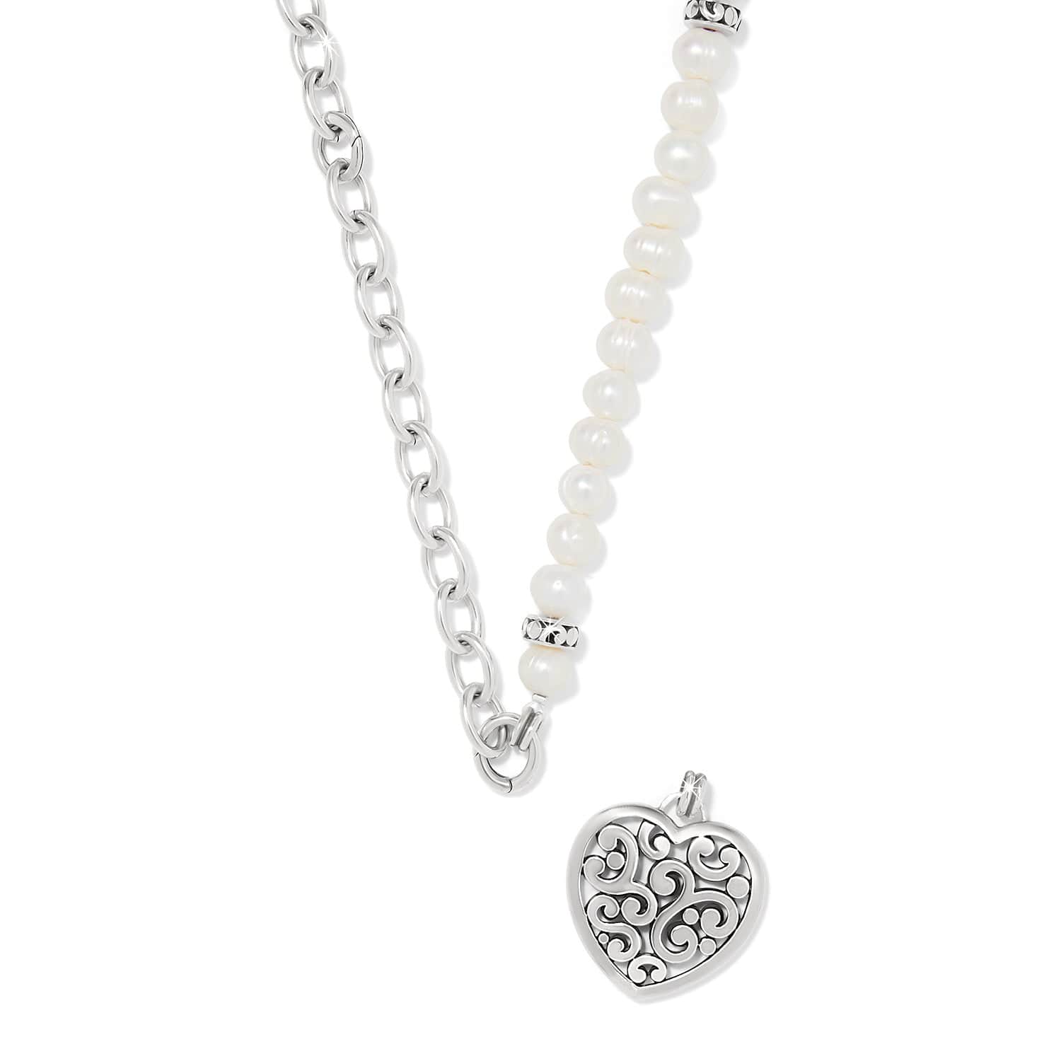 Contempo Heart Pearl Charm Necklace - Image 2