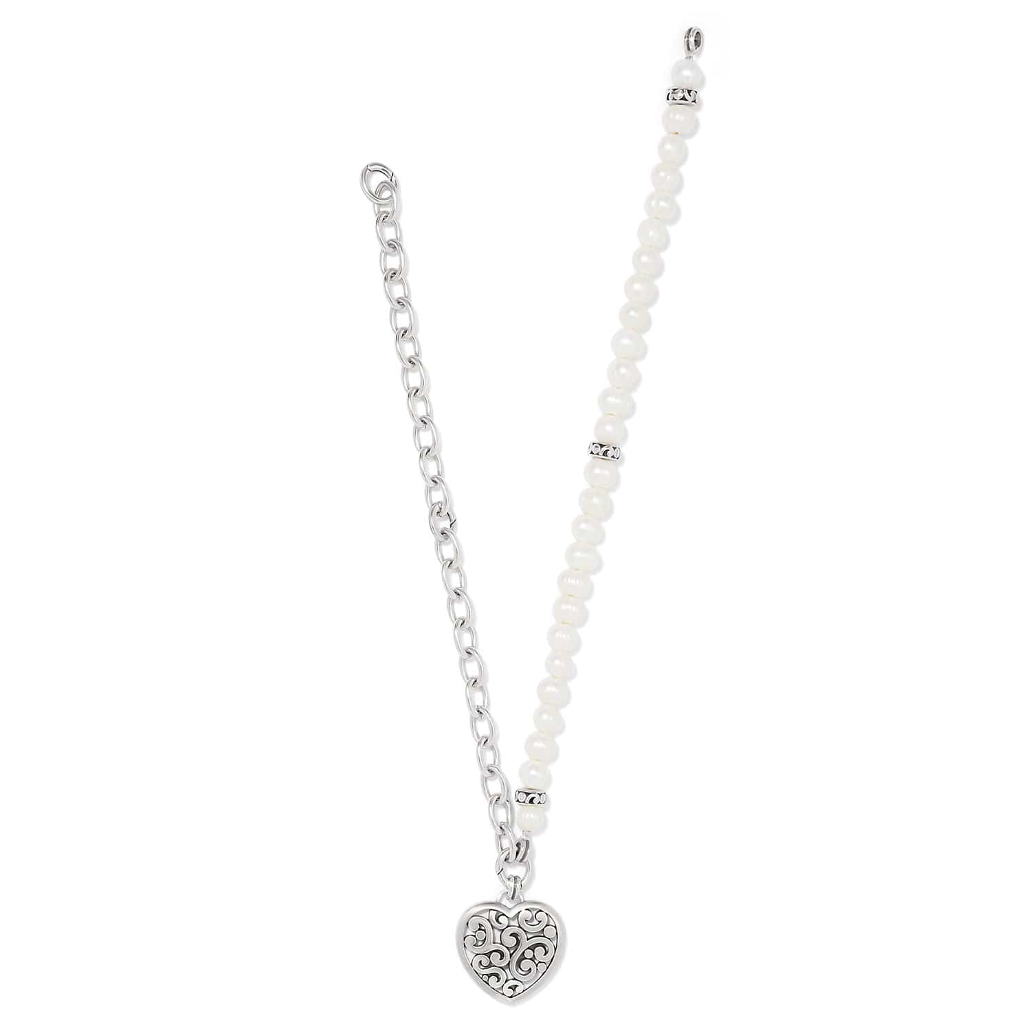 Contempo Heart Pearl Charm Necklace - Image 3