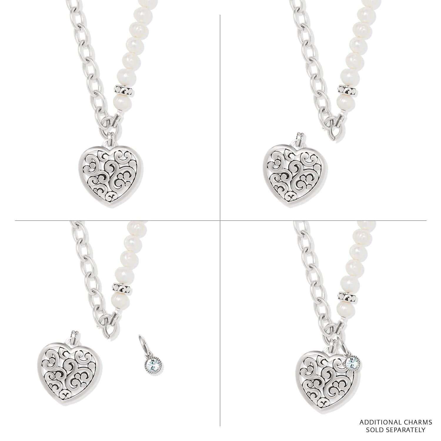Contempo Heart Pearl Charm Necklace - Image 5