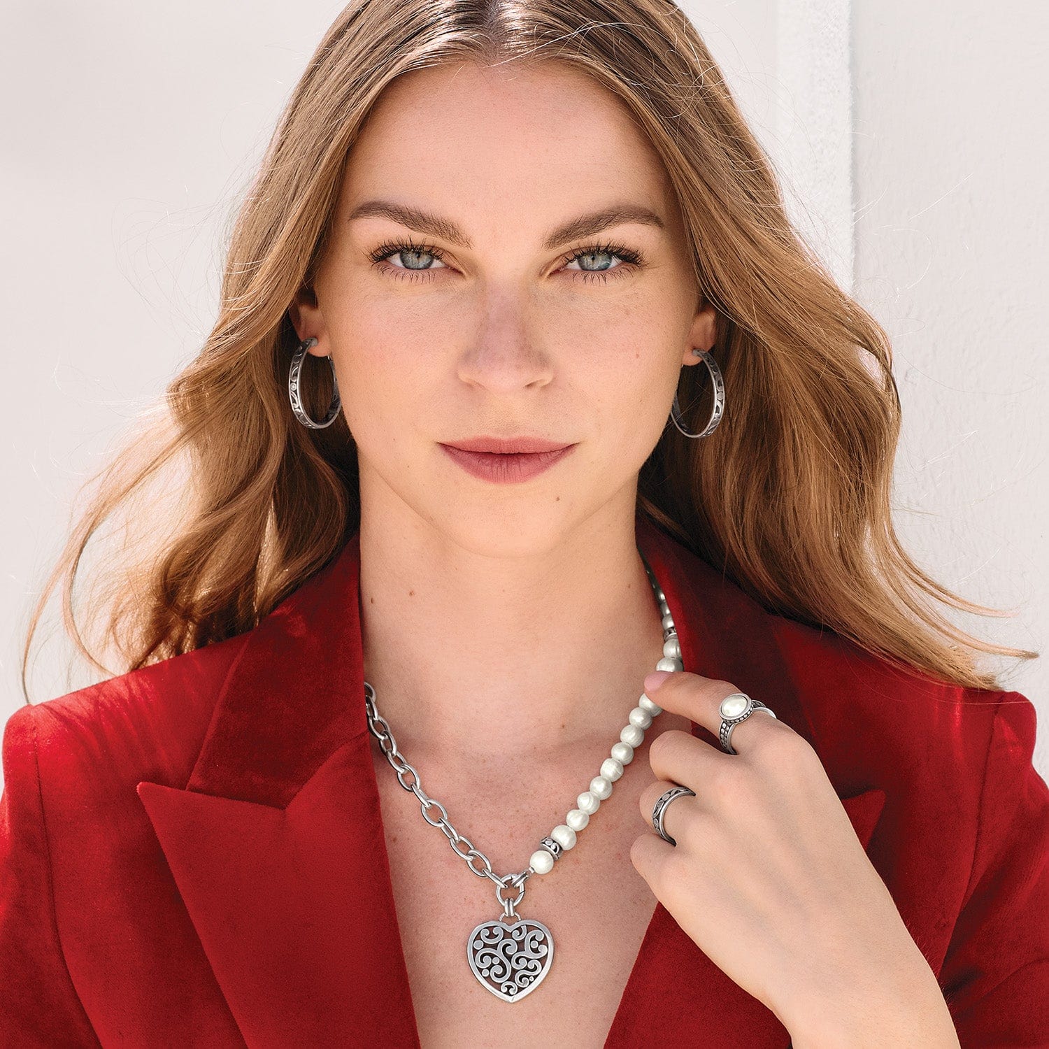 Contempo Heart Pearl Charm Necklace - Image 7