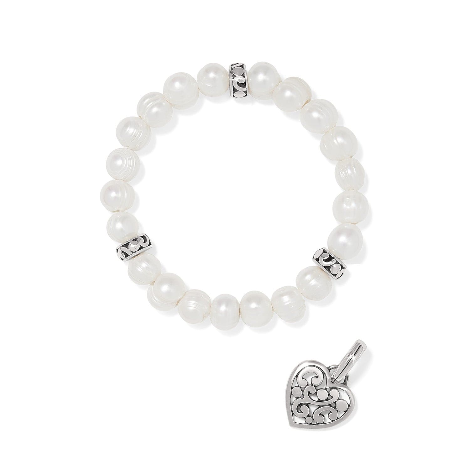 Contempo Heart Pearl Stretch Bracelet - Image 2