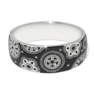 Flora Black Wide Hinged Bangle Bracelet