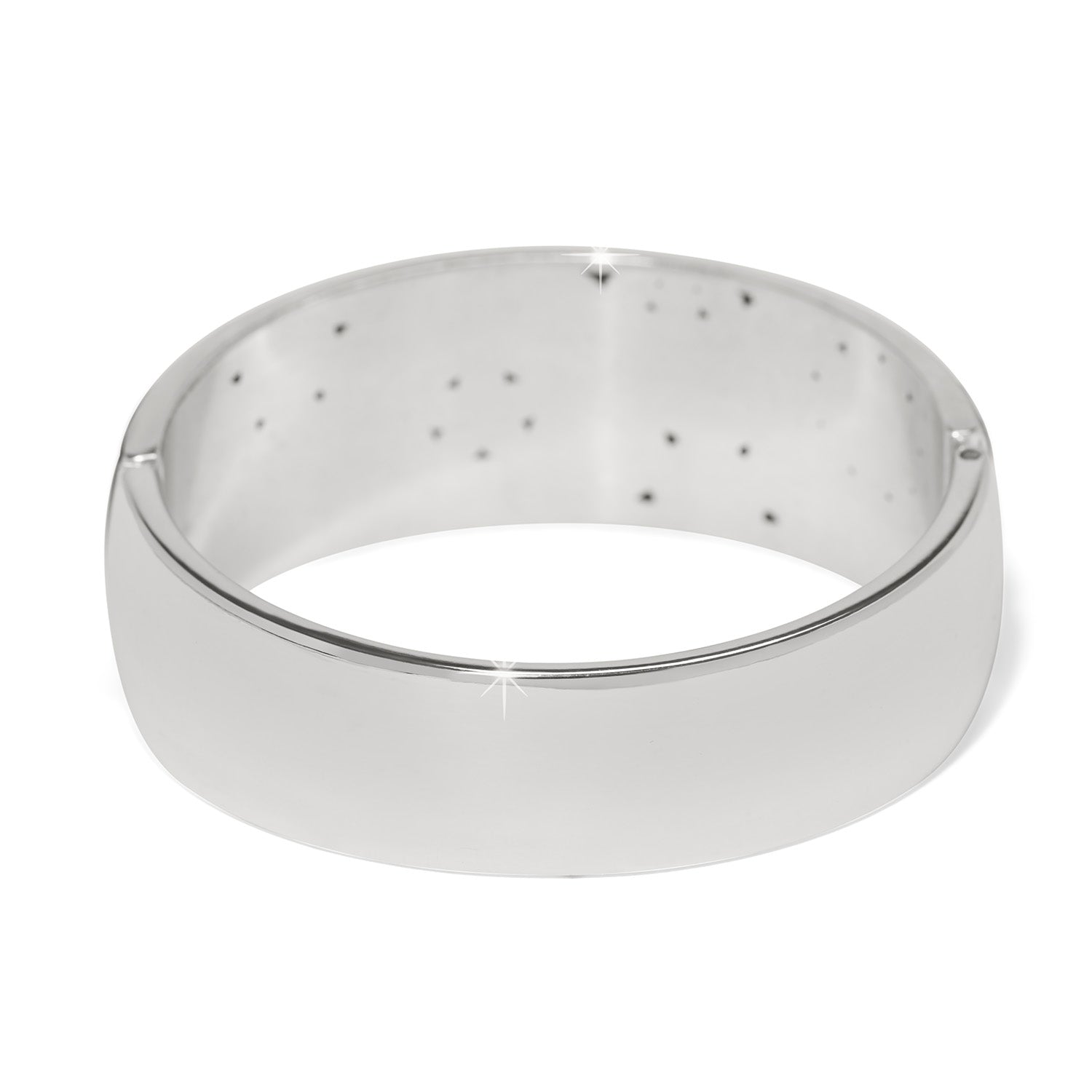 Flora Black Wide Hinged Bangle Bracelet - Image 2