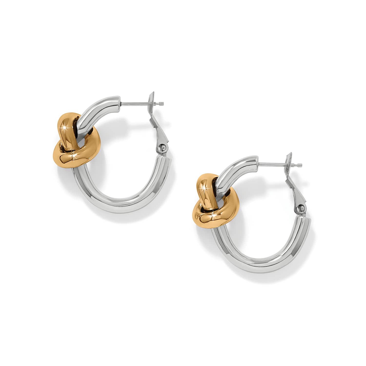 Interlok Single Knot Two Tone Hoop Earrings - Image 2