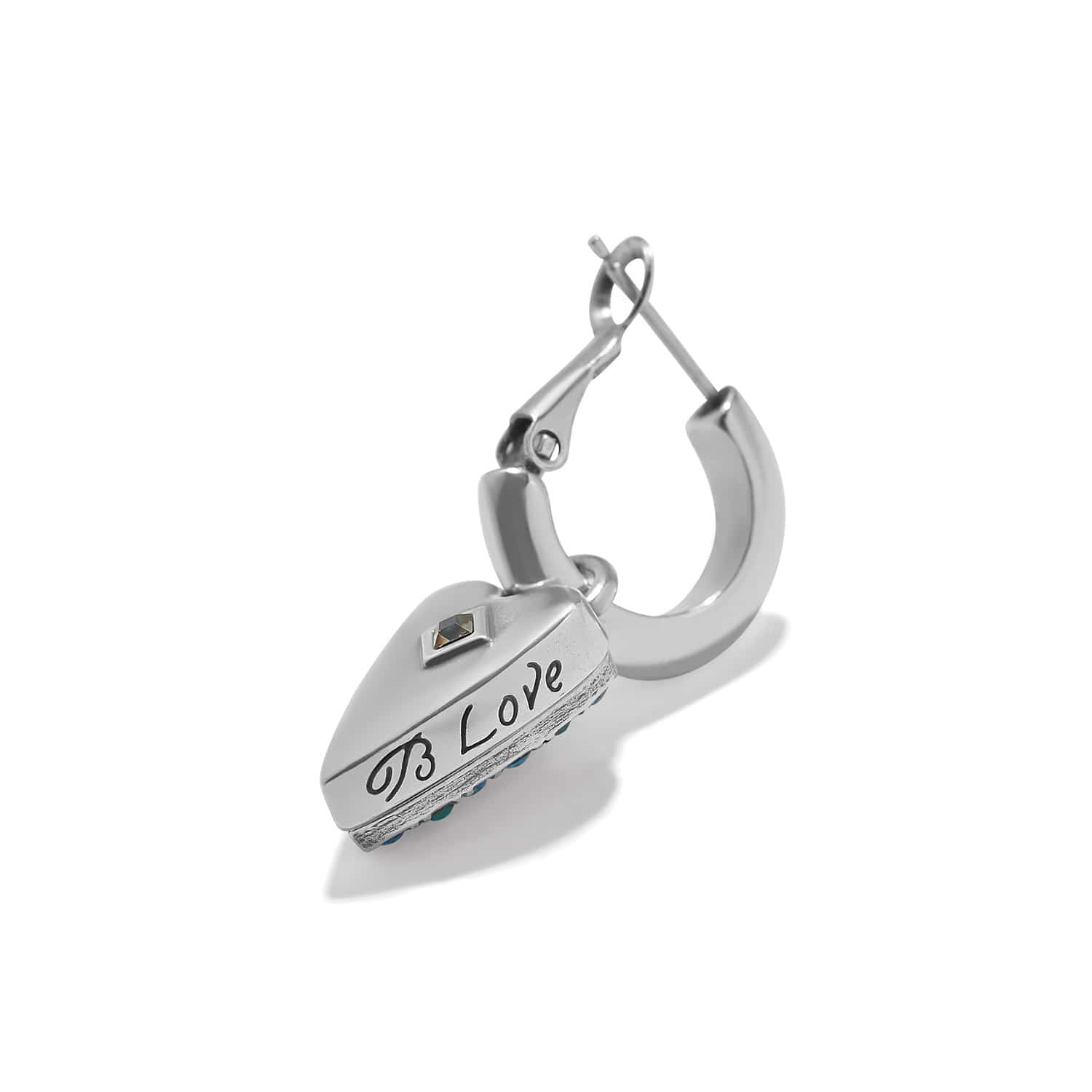 Love Messages B Love Blue Reversible Hoop Earrings - Image 3