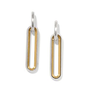 Medici Two Tone Long Post Drop Earrings