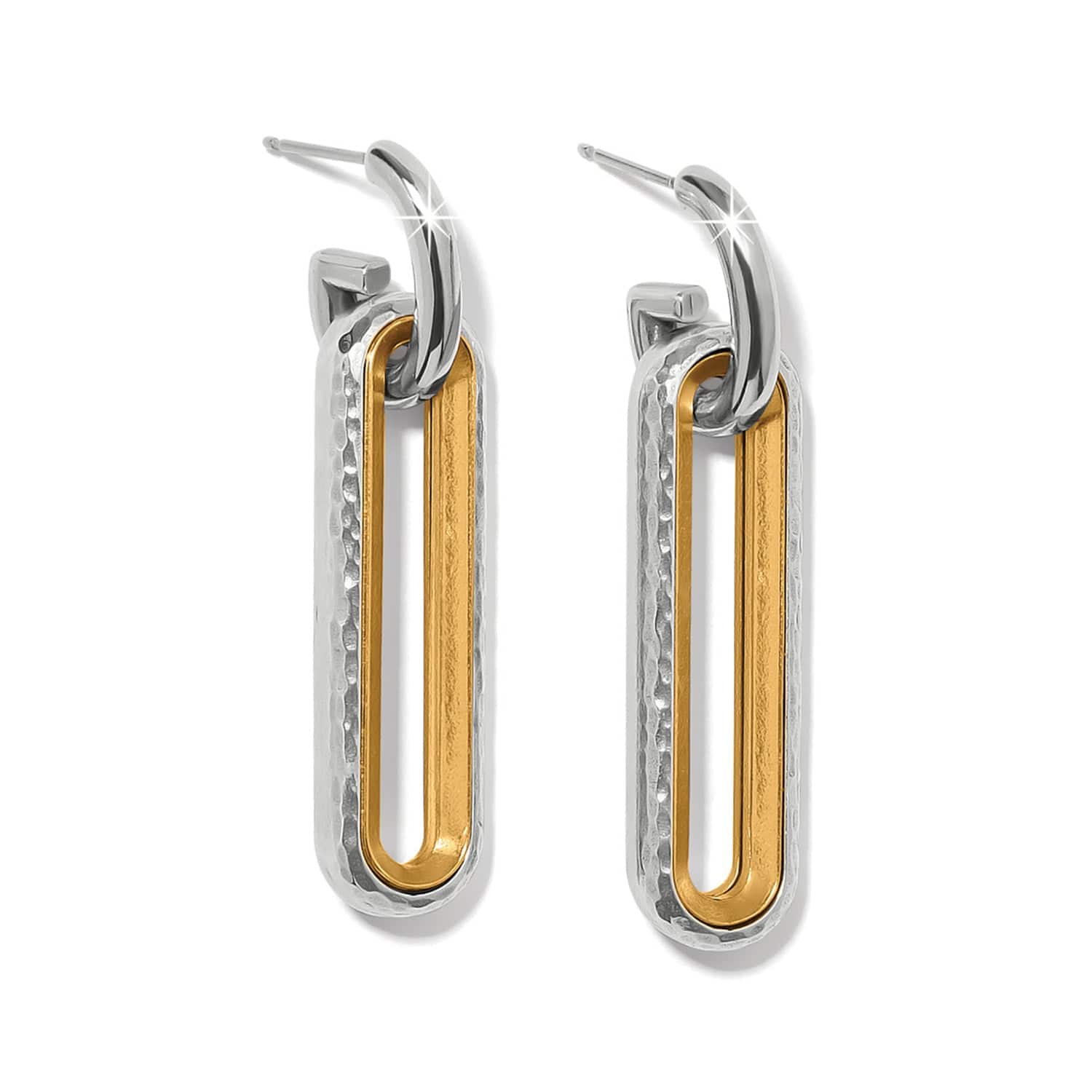 Medici Two Tone Long Post Drop Earrings - Image 2
