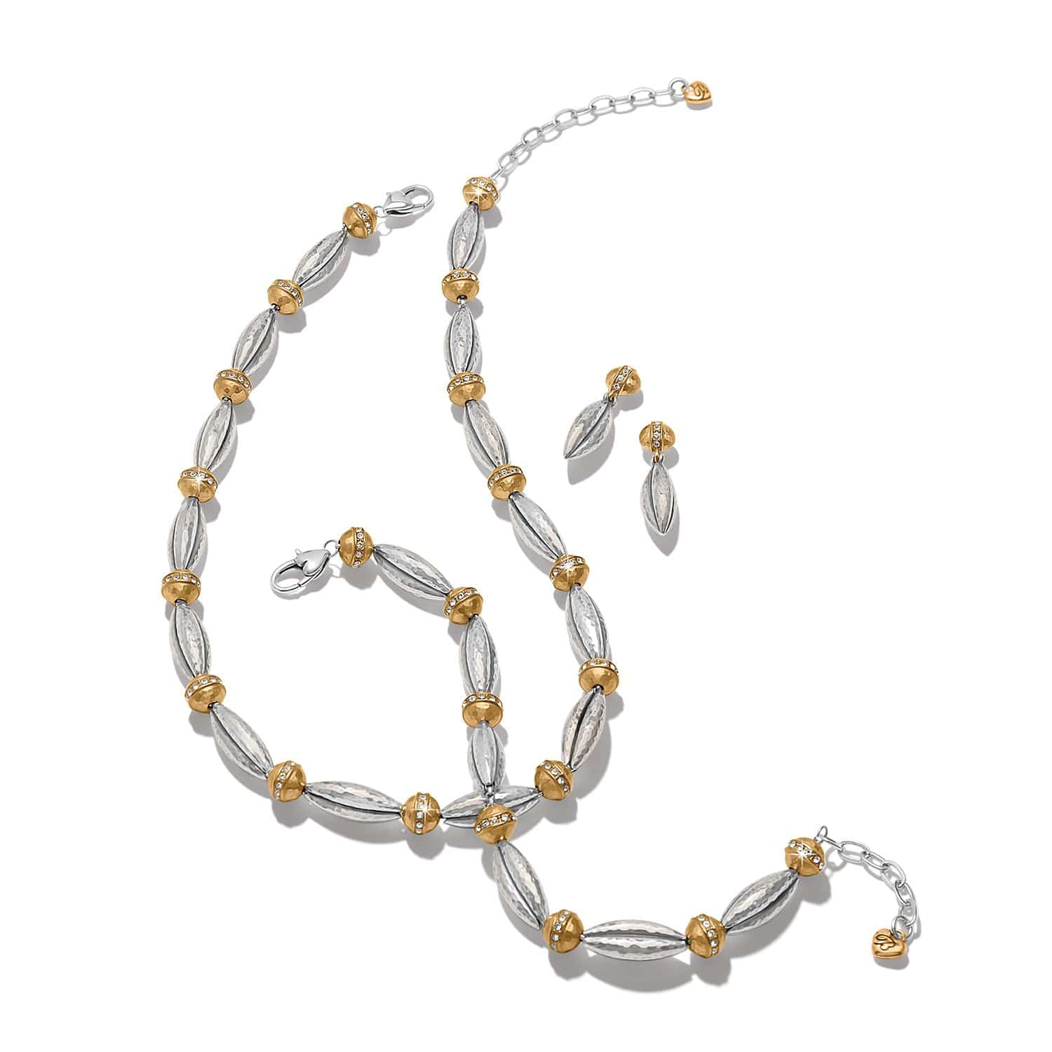 Meridian Orbit Bead Two Tone Post Drop Earrings - Image 2