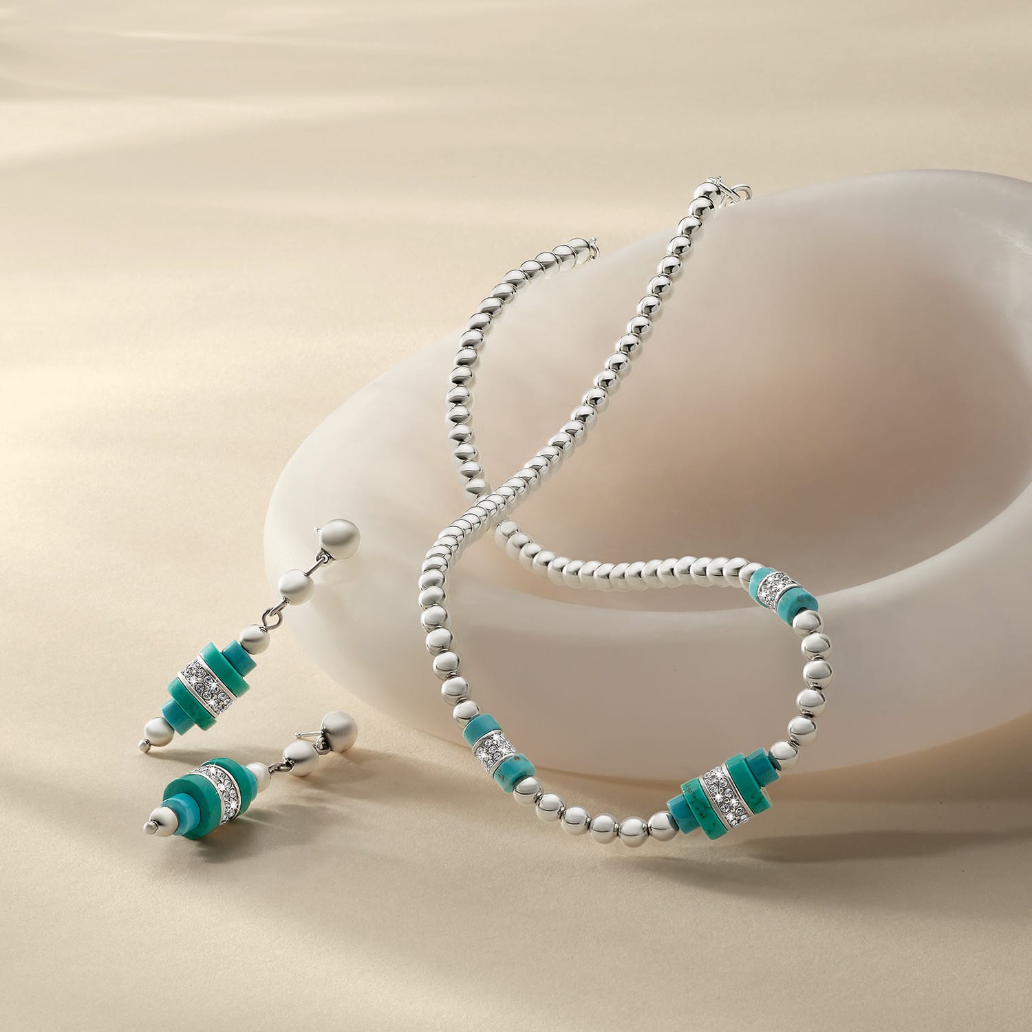 Meridian Petite Sphere Turquoise Post Drop Earrings - Image 3