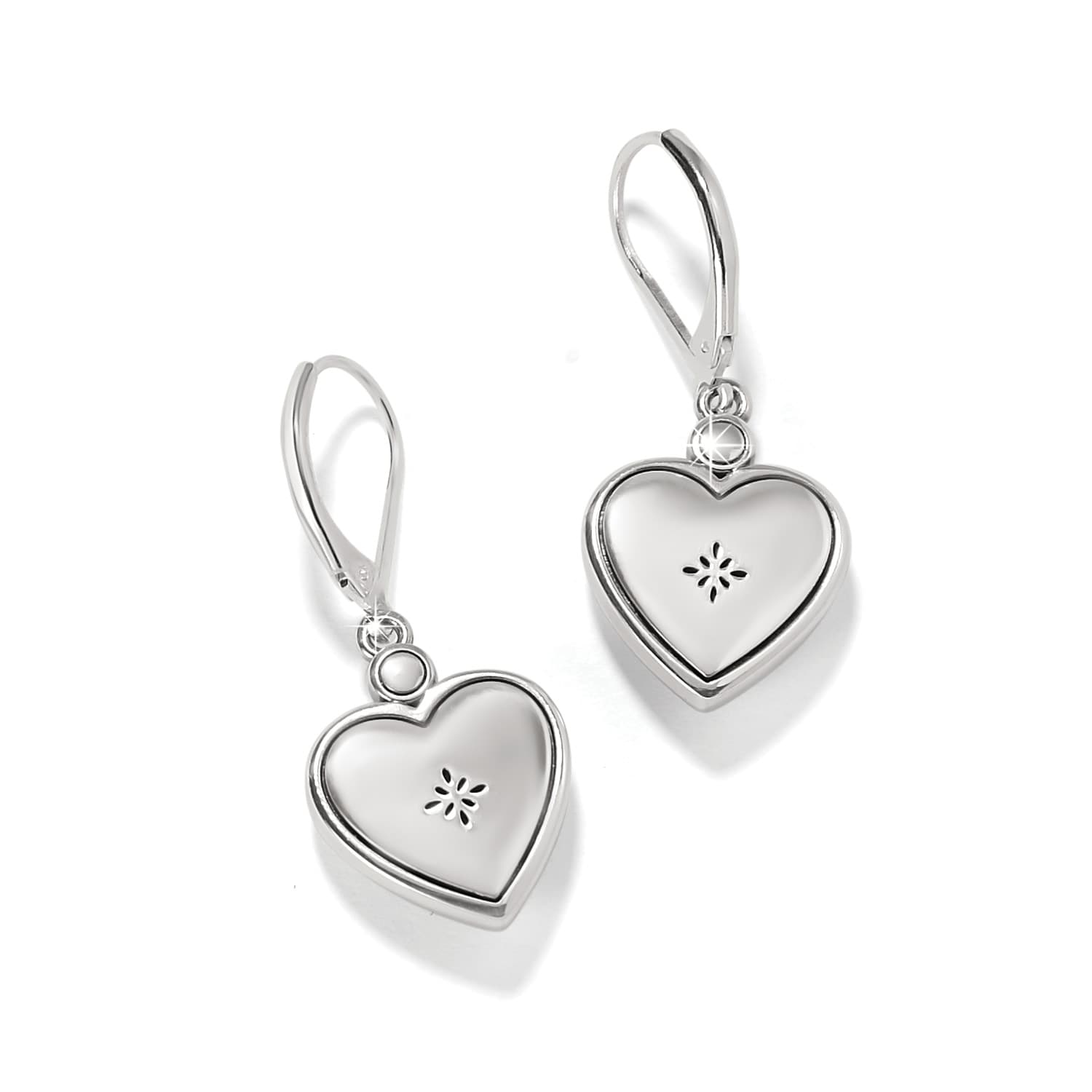 Mosaic Heart Two Tone Leverback Earrings - Image 2