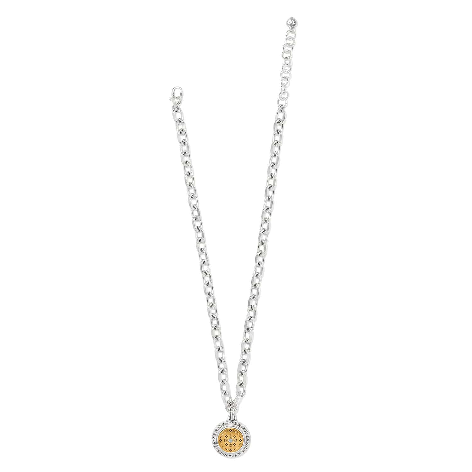Mosaic Round Two Tone Pendant Necklace - Image 3