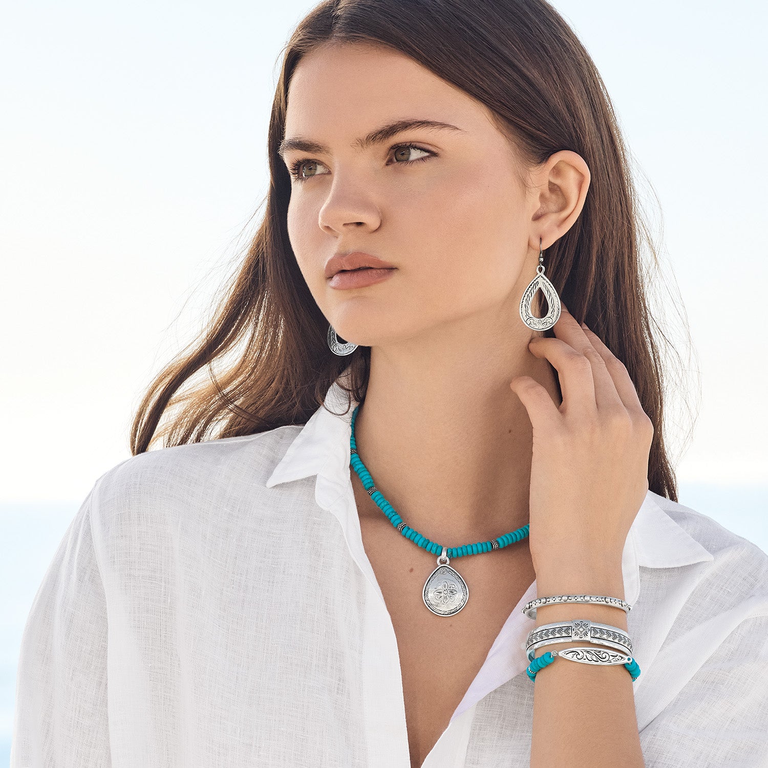Mosaic Turquoise Teardrop Necklace - Image 4