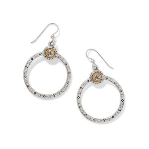 Mosaic Two Tone French Wire Hoop Earrings