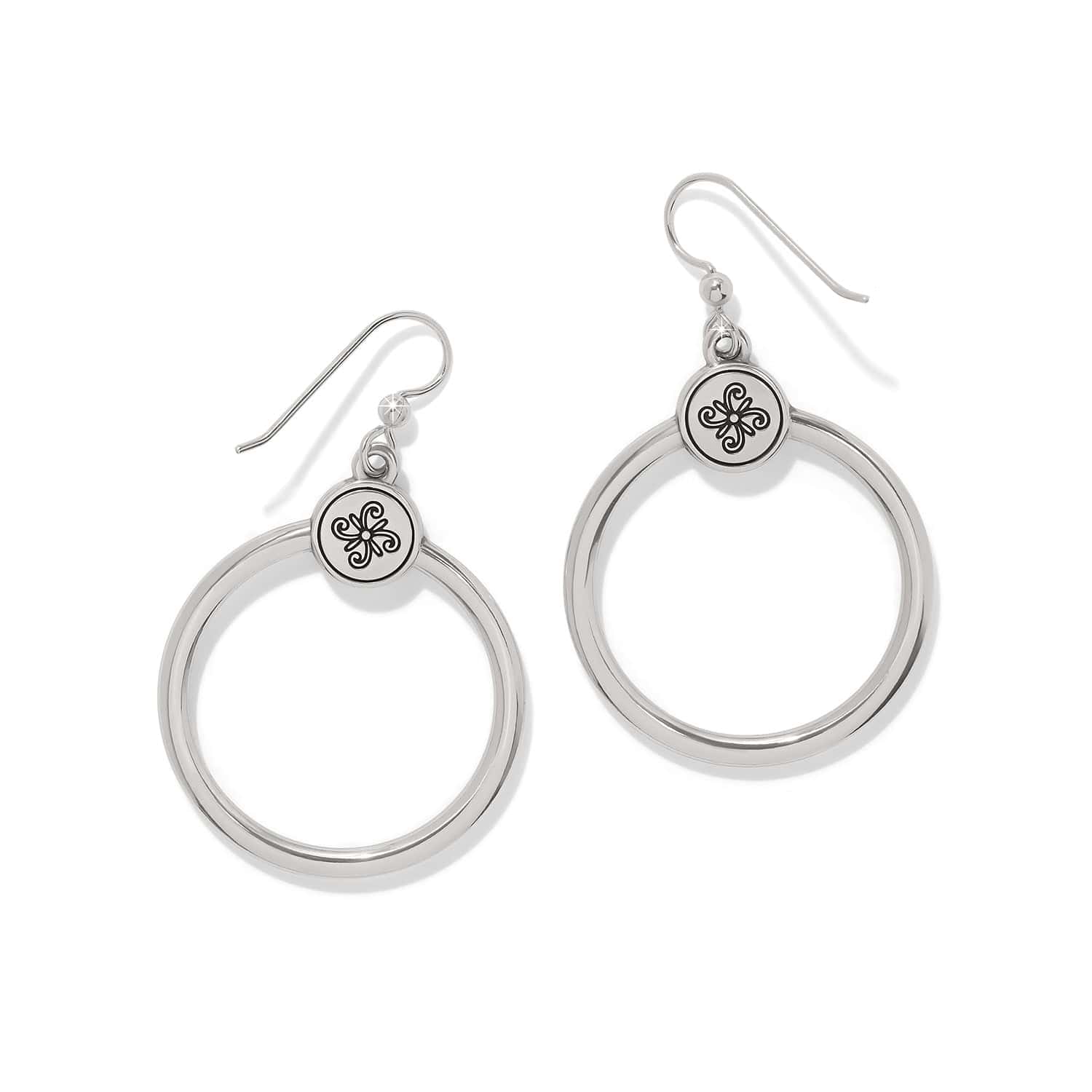 Mosaic Two Tone French Wire Hoop Earrings - Image 2