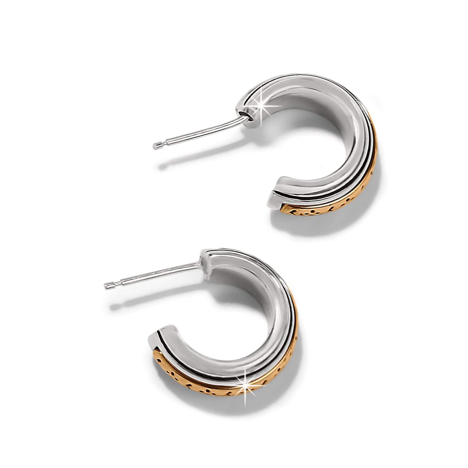 Mosaic Two Tone Mini Hoop Post Earrings - Image 2