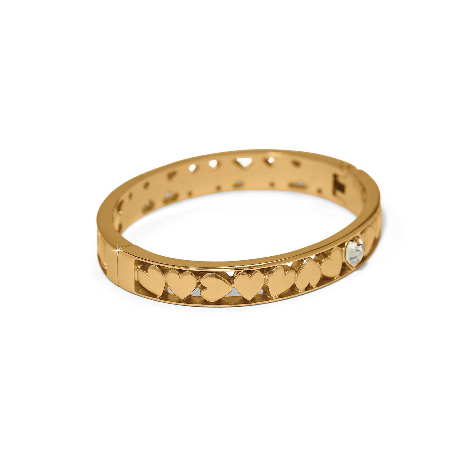 Mystery Of Love Golden Heart Hinged Bangle - Image 3