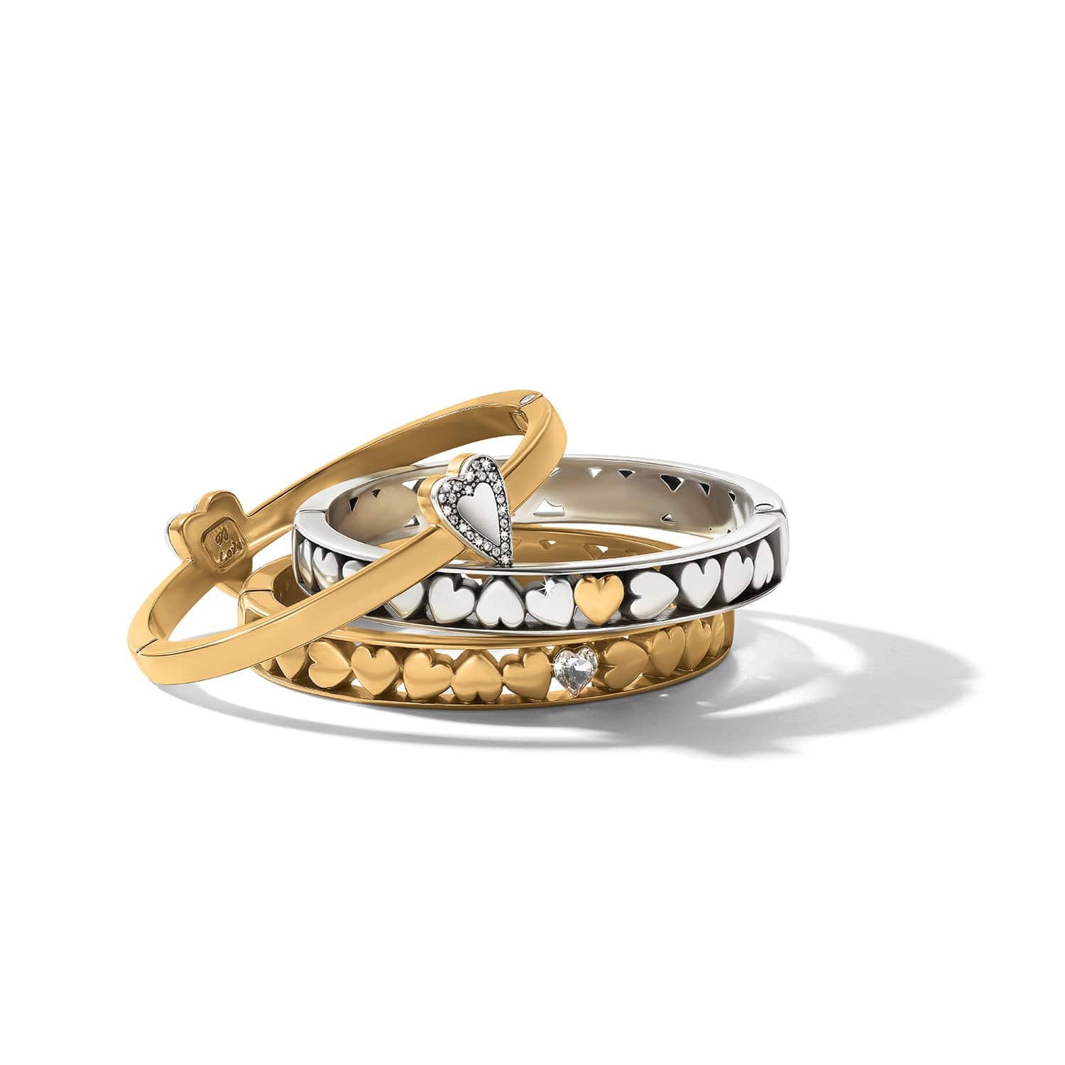 Mystery Of Love Golden Heart Hinged Bangle - Image 4
