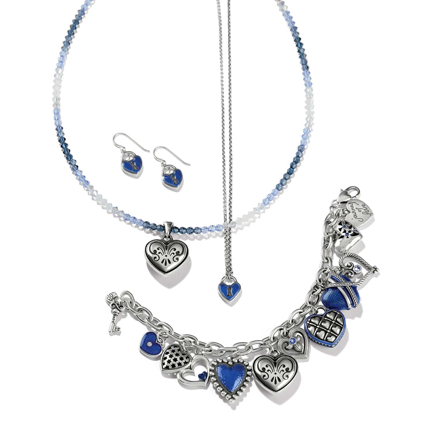One Heart Padlock French Wire Earrings - Image 2