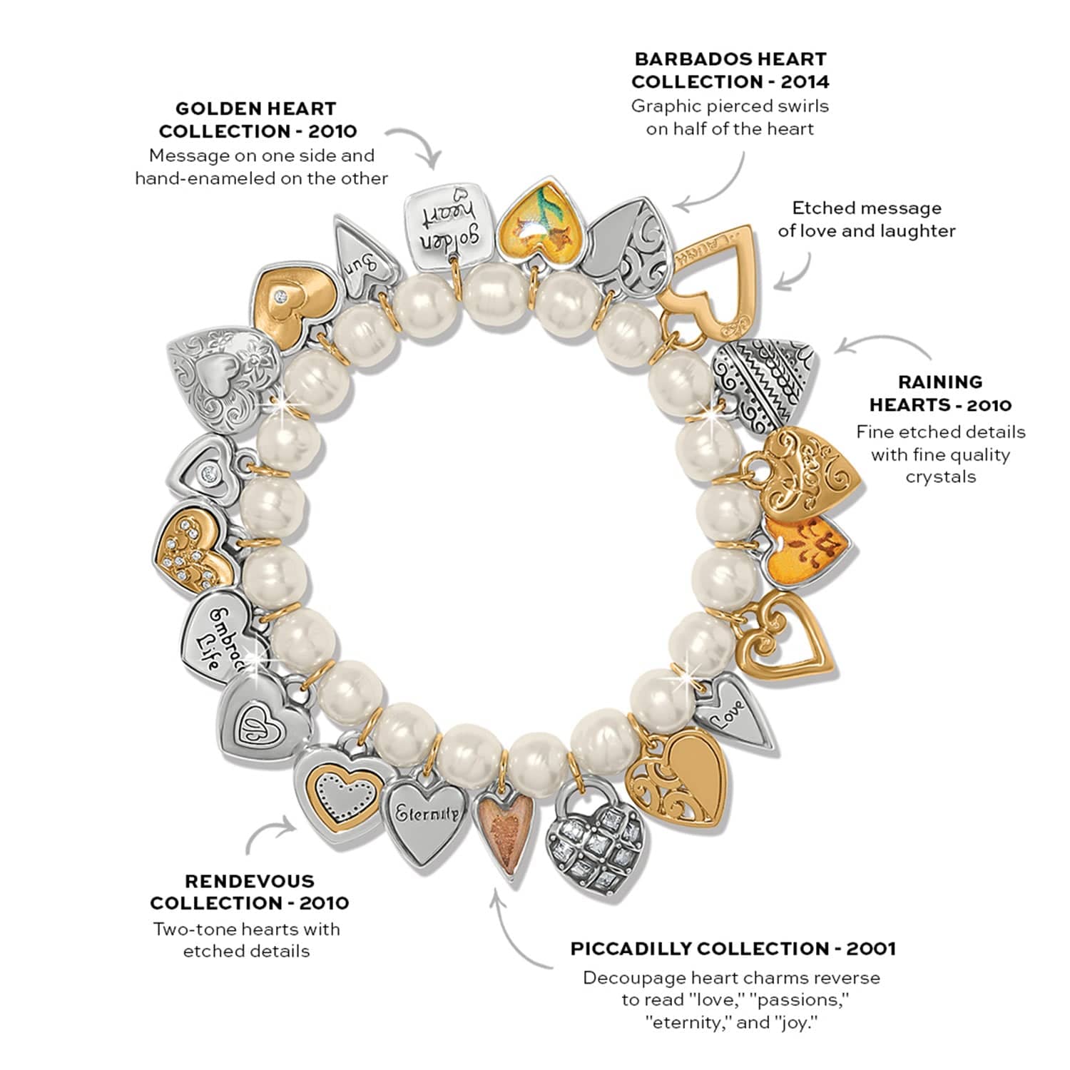 One Heart Pearl Stretch Bracelet - Image 3