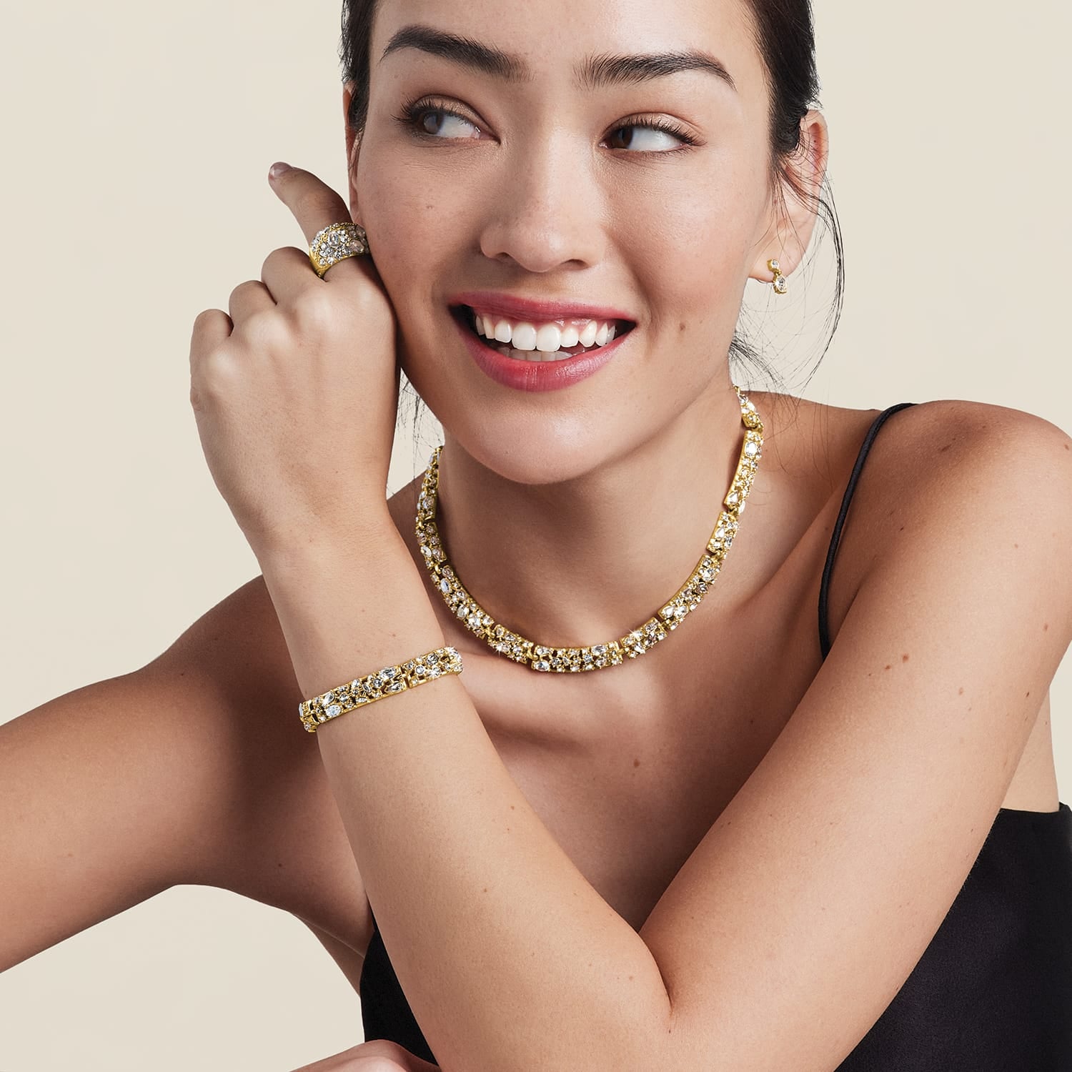 One Love Golden Petite Post Drop Earrings - Image 3