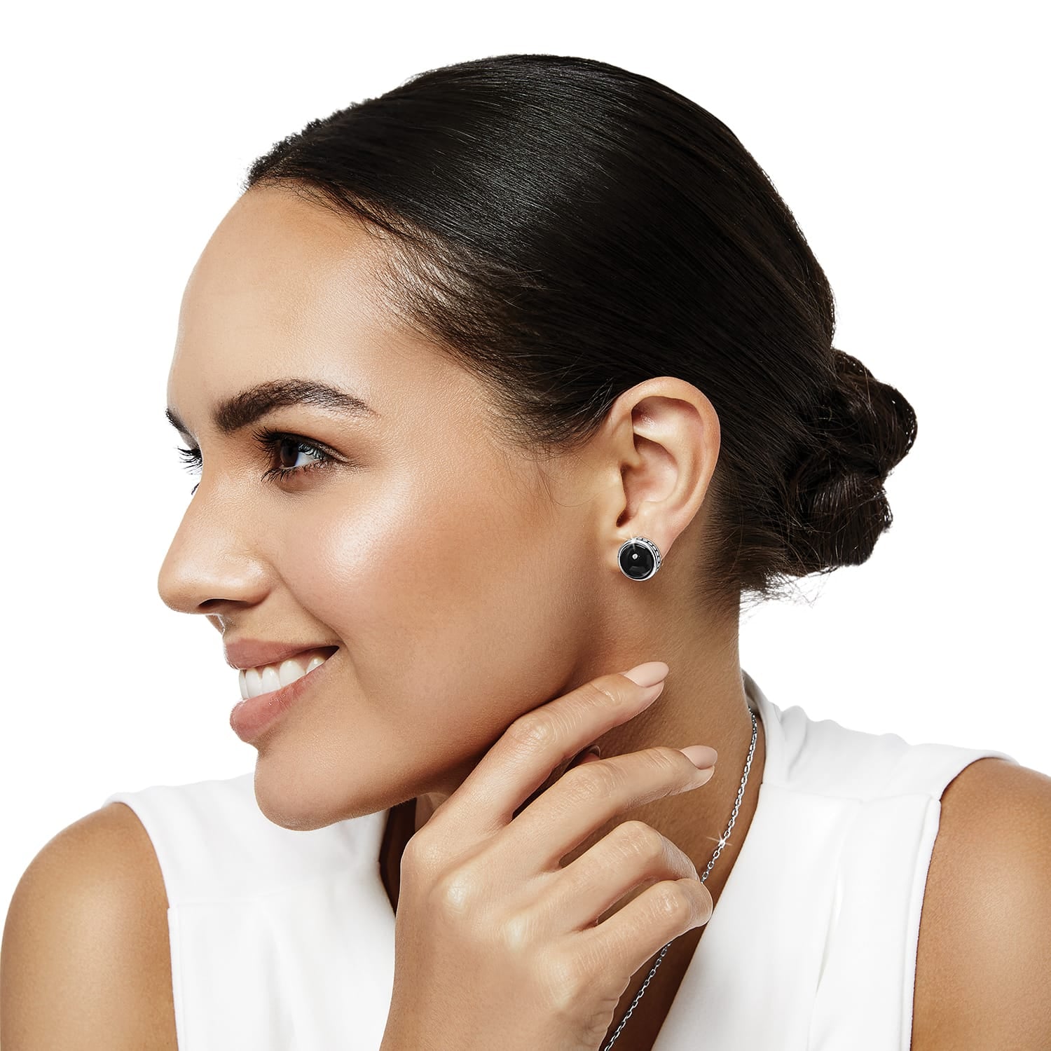 Pebble Dot Onyx Post Earrings - Image 3