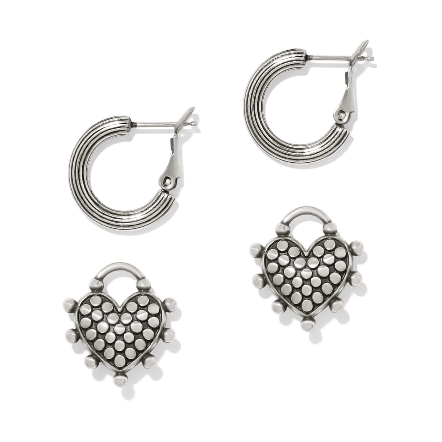 Pebble Sweet Hearts Reversible Charm Hoop Earrings - Image 2