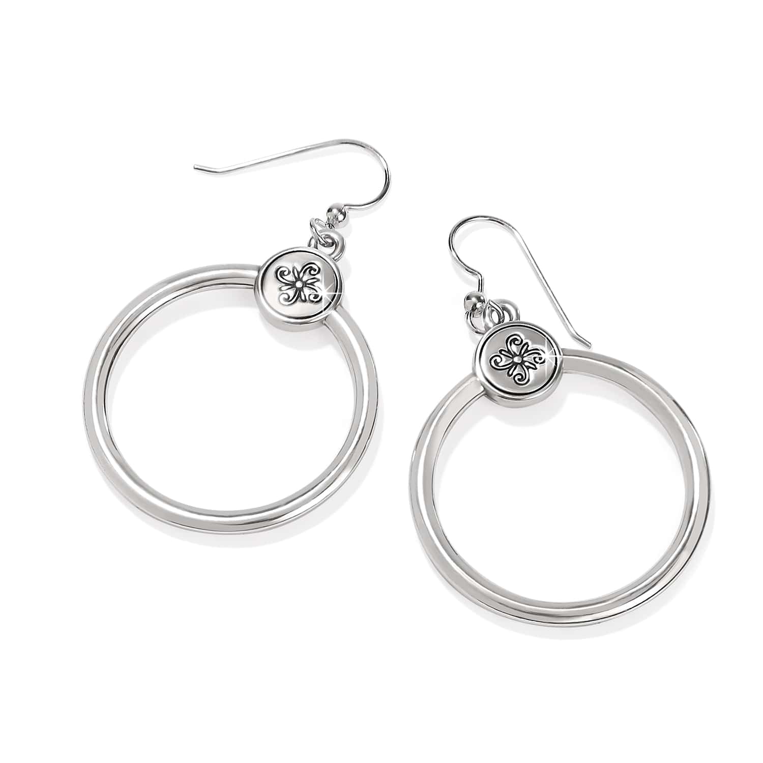 Pretty Tough Bold Heart Two Tone French Wire Earrings - Image 2
