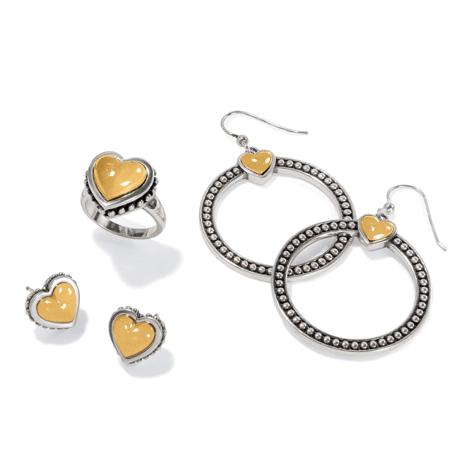 Pretty Tough Bold Heart Two Tone French Wire Earrings - Image 3
