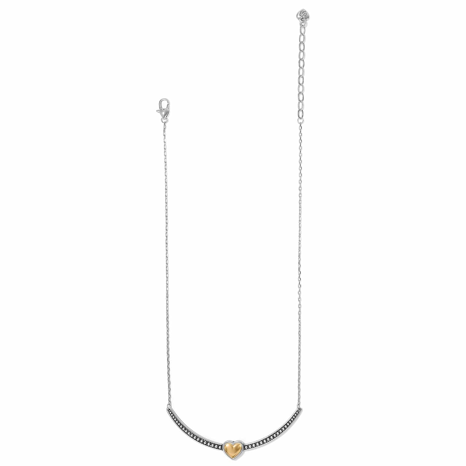Pretty Tough Bold Two Tone Heart Bar Necklace - Image 2