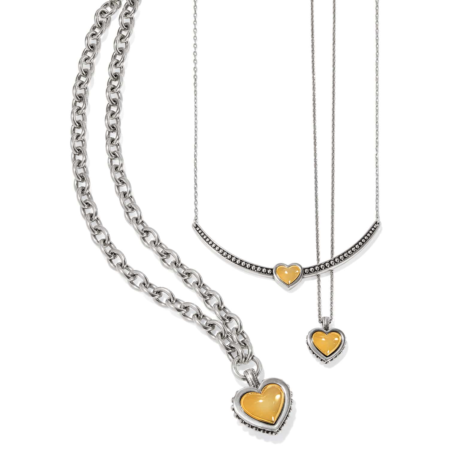 Pretty Tough Bold Two Tone Heart Bar Necklace - Image 3
