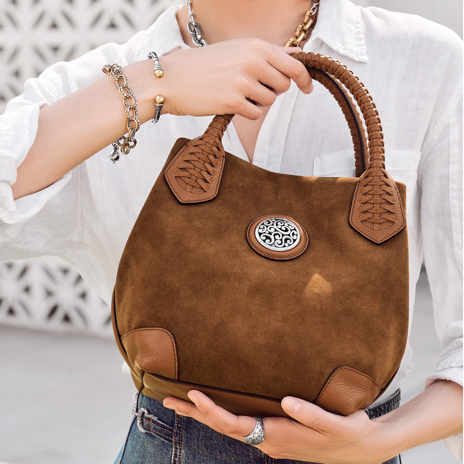 Reina Suede Medium Tote - Image 8