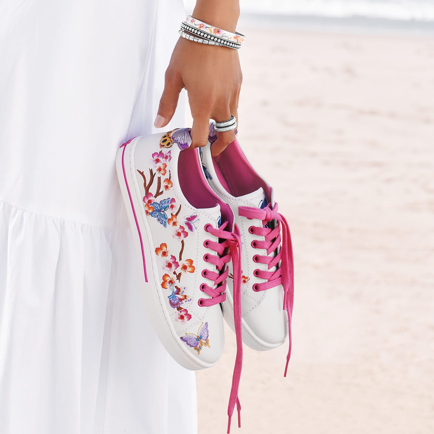 Sakura Embroidered Sneakers - Image 4