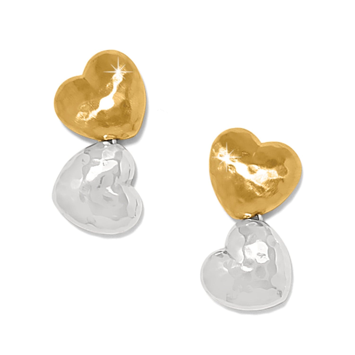 Trianon Heart Small Two Tone Post Drop Earrings - Image 3